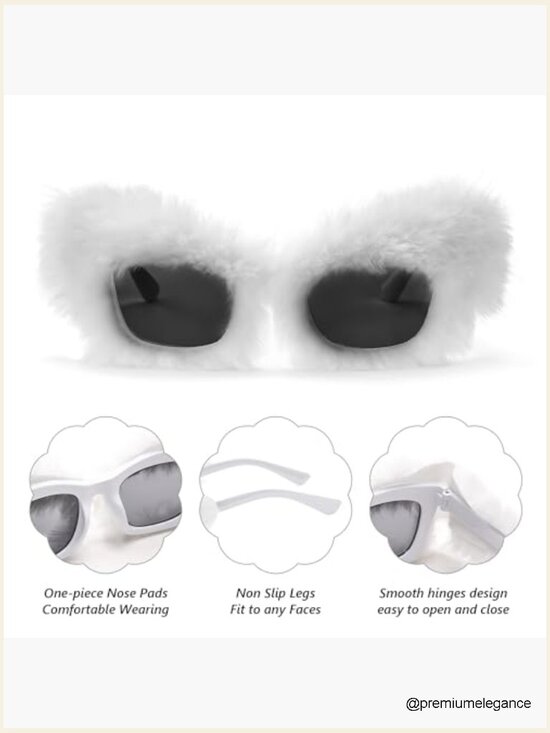 Vintage Plush Fuzzy Cat Eye Sunglasses Punk Velvet Shades Party Masquerade main image 4